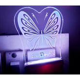 MultiColor acrylic and plastic butterfly night lamp, classic design with 3D illusion, ideal for home decor or gifts